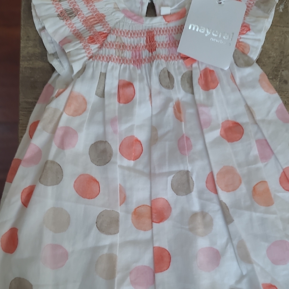 Polka Dot Dress - Pink and Brown woth short. 2 pices